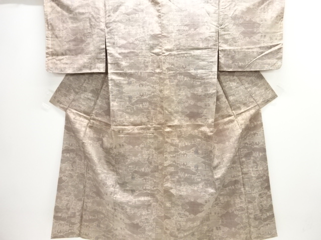 人物更紗模様織り出し手織り紬着物